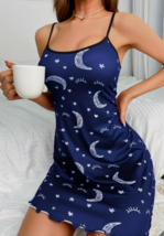 Star &amp; Moon Print Cami Nightdress Cute &amp; Comfort Spaghetti Strap Pajama Dress XL - £7.98 GBP