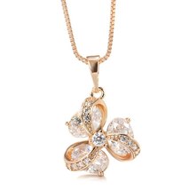 Fashion Crystal Flower Necklace For Women 585 Rose Gold Natural Zircon Ethnic Br - £11.48 GBP