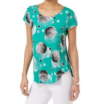 Alfani Womens Boho Print T-Shirt Size Small Color Green Small Modern Dot - £19.24 GBP