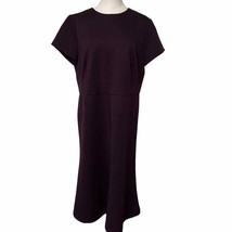 Ann Taylor Short Sleeve Flared Midnight Fig Burgundy Midi Dress Size 18 - £37.07 GBP