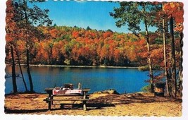 Ontario Postcard Smooth Rock Falls Kents Esso Service Picnic Table Autumn Lake - £2.36 GBP