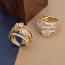 Bride Talk New Design Women Zircon Ring Full Crystal Pave Setting Dubai Bridal R - £23.86 GBP