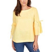 Charter Club Women&#39;s Linen Bell Sleeve Top Yellow XL NEW W TAG - $45.00