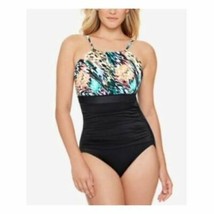 $99 SWIM SOLUTIONS Print Stretch Allover Full Coverage Fixed Cups One Piece 18 - £25.87 GBP