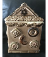 Vintage Gingerbread House W Cookies All Over Square Cookie Jar  - £35.44 GBP