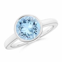 ANGARA Round Aquamarine Solitaire Engagement Ring for Women in 14K Gold - £1,328.55 GBP