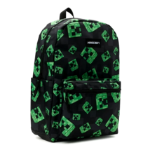 Minecraft Creeper 17&quot; Laptop Backpack Black Green Reflective NEW - £18.19 GBP