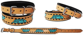 Tooled Feather Padded Leather Dog Puppy Collar 60196 - $47.51+