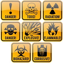 X8 Funny Gag Gifts or Prank/Joke Decal Stickers: Hazard Danger Toxic Radiation S - £72.66 GBP