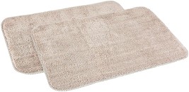 Anti-Slip Microfibre Bathmat Rectangular Shape ( 40cm x 60cm )  Beige 2 Pcs  - £23.72 GBP