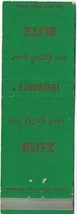 Matchbook Cover Dick Blitz Insurance 60th Year Fort Wayne Indiana - £3.10 GBP