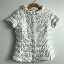 MY ANORAK Puffer Jacket XS White Nylon Duck Down Quilted Short Sleeve Zi... - $37.01