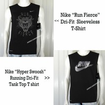 Nike New Men&#39;s Running DRI-FIT Sleeveless T Shirt Tank Top Black Nwt - £18.09 GBP