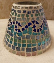Mosaic Jar Candle Topper Shade Translucent Colors Blue And Green - £12.74 GBP