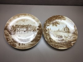 Pair of Kaiser W. Germany Brown Collector Plates 9.5&#39;&#39; Countryside Scenes - £39.44 GBP