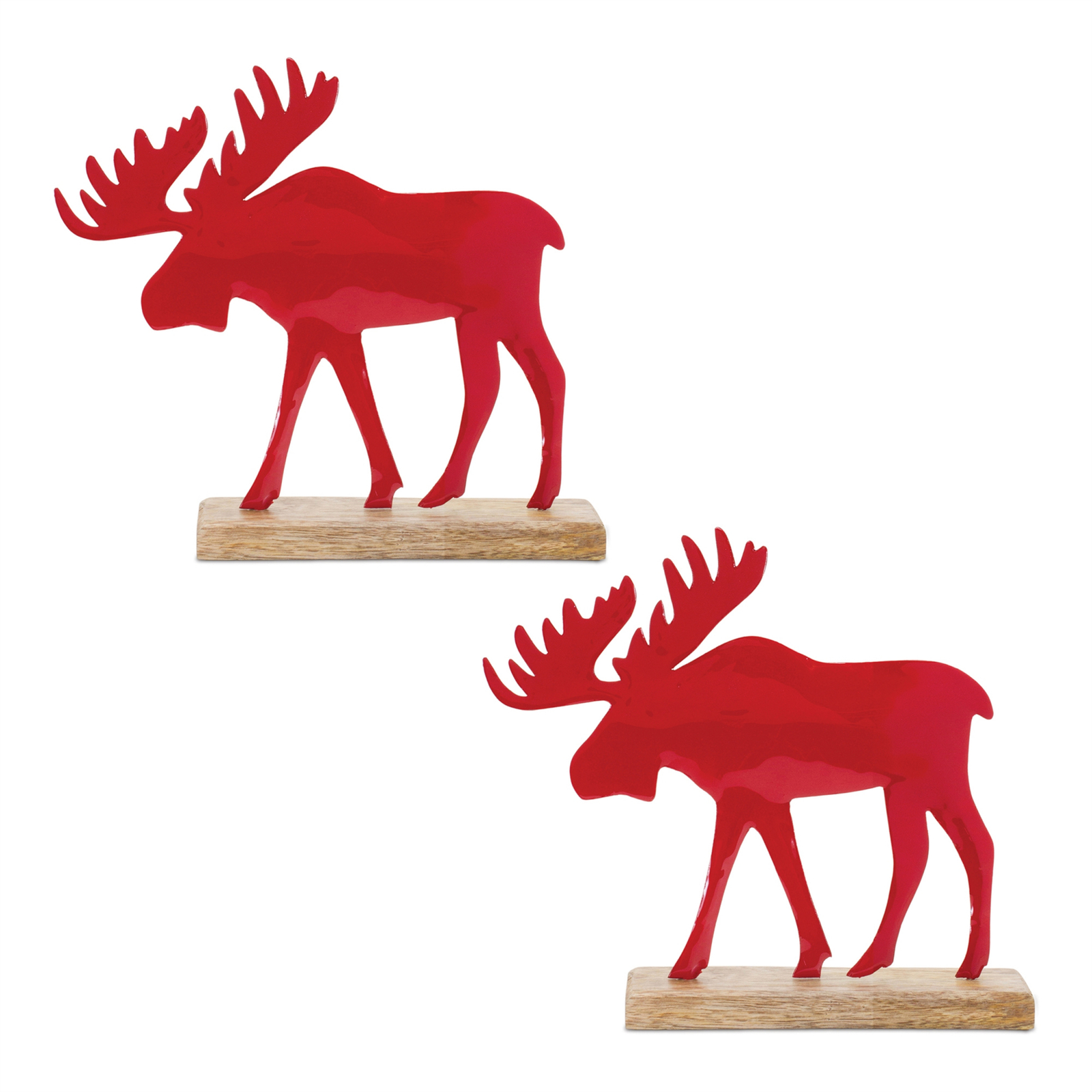 Metal Moose Silhouette with Wood Base (Set of 2) - $47.12