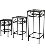Panacea 82216 Cross Hatch Square Plant Stands, Black, Set of 3 - $174.52 CAD
