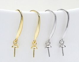 2 Pieces 925 Sterling Silver Pearl Earring Connectors + Hooks Jewelry Fi... - €4,19 EUR+