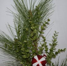 Unbranded  14594 Pine Needle Holiday ball Candy Cane Red Ribbon Leaves Spray image 6