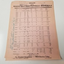 RCA Radio Dealer Battery Price Schedule 1946 Portable Farm Industrial Ba... - $15.15