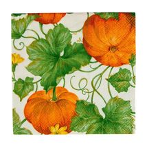 Caspari Heirloom Pumpkins Paper Guest Towel Napkins in Ivory &amp; Orange - Four Pac - £8.28 GBP+