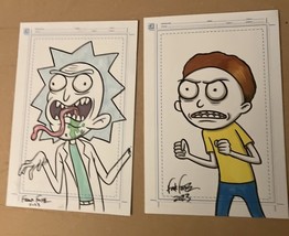 Set Of Rick &amp; Morty Original Drawings By Frank Forte Comics Rick Sanchez - £58.41 GBP