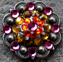 4 Conchos Rhinestone Crystals Bling Horse Saddle Tack Western Berry 1.25... - $21.77