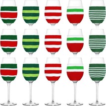 15 Pcs Christmas Wine Glass Sleeve Knitting Bottle Cup Covers Sweater Wine Glass - £5.98 GBP