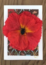Large Red Flower on Floral Print Greeting Card - £6.17 GBP