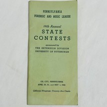 1940&#39;s Pennsylvania Forensic &amp; Music League State Contests Brochure Oil City - £7.48 GBP