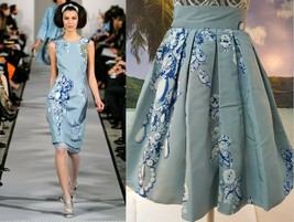 $3,000 Oscar De La Renta Adorable Couture Blue Taffeta Silk Runway Skirt Us Xs - £705.60 GBP