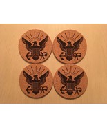 Set of 4  Laser Engraved Cork Coasters United States Navy Insignia - $27.25 CAD