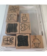 Stampin Up Little Layers Plus 8 pc Wood Mounted Stamp Set - $11.08