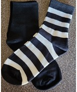 Two (2) Pair ~ 1-Solid Black &amp; 1-Striped Pattern ~ Tight Knit ~ Crew Soc... - $28.06 CAD
