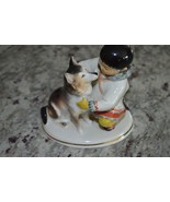 Eskimo Boy With Husky Dog Lomonosov Porcelain Collectible Figurine, USSR - £92.30 GBP