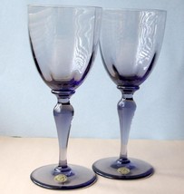 Portieux France Liane Grey Crystal Wine Glass PAIR 9oz Mouth Blown 8&quot; New No Box - £46.33 GBP