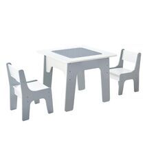 4 in 1 Kid Activity Table and 2 Chairs Set, Graffiti &amp; Building Blocks D... - $124.69