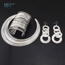 Y set fashion metal wire torques chokers necklaces bangle earrings sets for women dress thumb200
