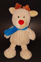 Animal Adventure Tan Reindeer Moose Deer Lovey Plush Blue Scarf Ribbed Corduroy - $11.83