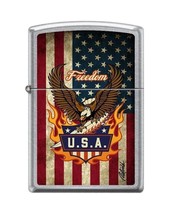 Rick Rietveld American Flag &amp; Eagle&quot; Street Chrome Zippo Lighter - £25.60 GBP