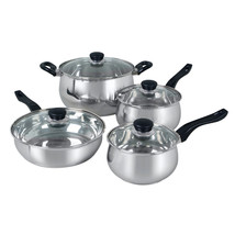 Oster Rametto 8 Piece Stainless Steel Kitchen Cookware Set with Glass Lids - £66.32 GBP