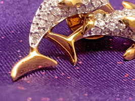Swarovski Crystal Dolphins Lapel Hat Jacket Pin - £22.37 GBP