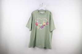 Vintage 90s Country Primitive Womens XL Faded Flower Heart Butterfly T-Shirt - £31.27 GBP