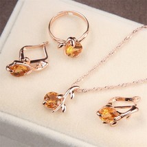 Bridal jewelry set rhinestone crystal pendant necklace leaf necklace earrings ri - £16.87 GBP
