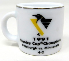 Pittsburgh Penguins Miniature Mug 1991 Stanley Cup NHL Hockey 1&quot; Ceramic Gold X - £7.55 GBP