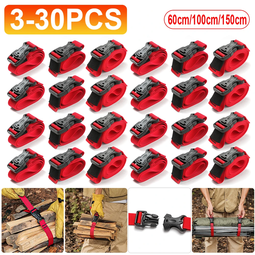 3-30pcs Cargo Strap Recyclable Tied Nylon Luggage Fastener Ropes with Bu... - £9.97 GBP+