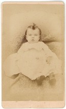 Antique CDV Circa 1870&#39;S Adorable Baby in White Dress Bishop New London, CT - £7.60 GBP