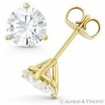 Round Cut Forever ONE DEF Moissanite 14k Yellow Gold 3-Pr Pushback Stud Earrings - £149.69 GBP+