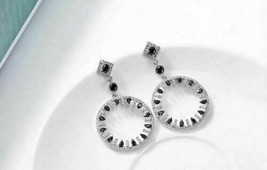 2 CT Pear Cut Black Diamond Cluster Drop &amp; Dangle Earrings 14K White Gold Plated - £106.54 GBP