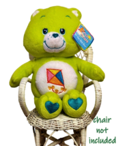 Vintage 2002 2003 Care Bears Do Your Best Bear Green w Embroidered Kite 10 Inch - $9.64